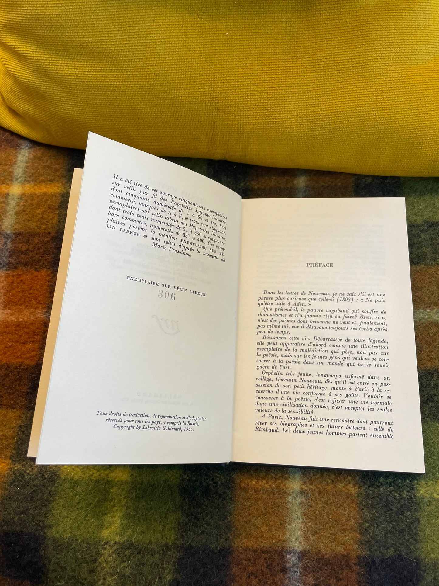 Œuvres Poétiques – Germain Nouveau (NRF, 1956) – Exemplaire numéroté sur vélin labeur